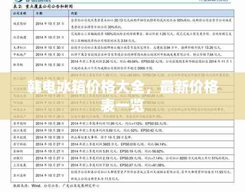 韩电冰箱价格大全，最新价格表一览